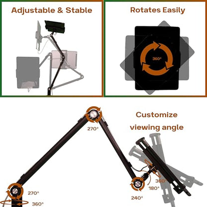 Stand for 16 Inch Portable Monitor - Heavy Duty Aluminum Mount with Infinite Angle Adjustment, Built-in Cable Management - Fits iPad Pro 12.9, Tablets, iPhone (Holds 4.7"-16" Devices) - color: White