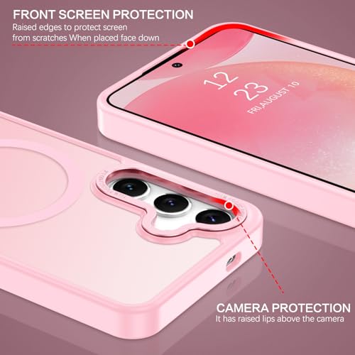 BENTOBEN Magnetic for Samsung Galaxy S24 Plus Case [Compatible with Magsafe] Translucent Matte Slim Thin Shockproof Anti-Yellow Women Men Protective Phone Cover for Galaxy S24 Plus 6.7", Tender Pink - color: Tender Pink