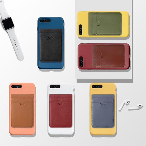 Weewooday 6 Pcs 6 Pcs Stick on Phone Card Holder Wallet, Solid, Colorful - color: Colorful