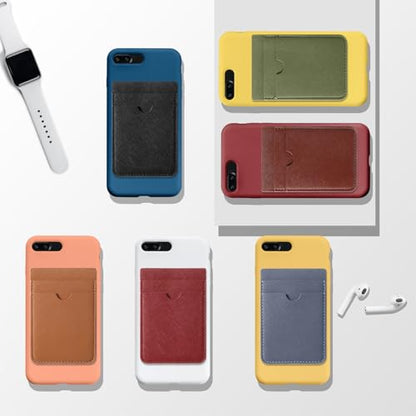Weewooday 6 Pcs 6 Pcs Stick on Phone Card Holder Wallet, Solid, Colorful - color: Colorful