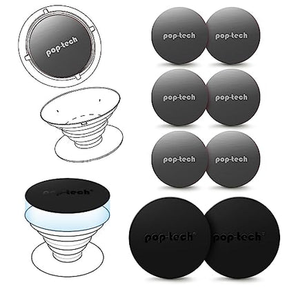 Metal Plate for Phone Magnet, 8 Pack Replacement Magnet Disc Magic Mount Plate with Adhesive Backing for Socket Grips & Magnetic Car Holder Cradle Stand(Dashboard/Vent/CD Slot/Windshield) - Round
