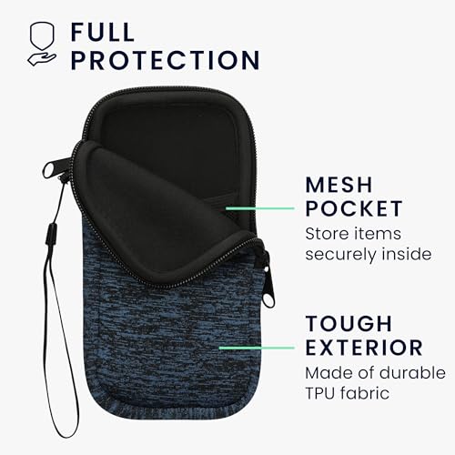 kwmobile Universal Phone Pouch Size XXL - 7" - Neoprene Smartphone Pouch with Zip - Water-Repellent Mobile Phone Case - Sleeve in Deep Ocean/Black - color: Deep Ocean / black, size: XXL - 7"