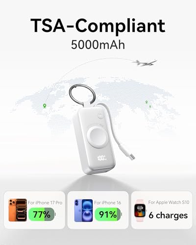 INIU SnapGo Portable Charger, 5000mAh Mini Power Bank for Apple Watch - color: White