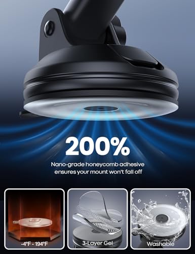 Lamicall Car Phone Holder Military-Grade Suction Cup Dashboard Windshield - color: Black