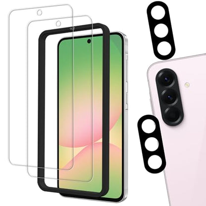 [2+2 Pack Tempered Glass Film For Samsung Galaxy A56 5G Screen Protector 2-Pack with Camera Lens Protector 2-Pack