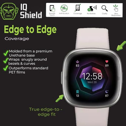 IQShield 12 Pack for Fitbit Sense 2 / Fitbit Versa 4 Screen Protector,Easy Install, Ultra Thin, Smudge-Resistant, Anti-Scratch, Anti-Bubble, Clear TPU Film - size: 1.58 INCH (Pack of 2)