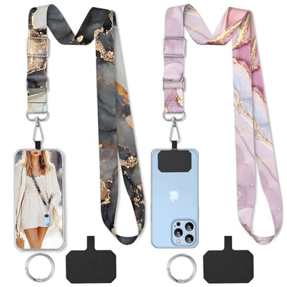 2 Pack Phone Lanyard Cell Phone Lanyard Crossbody Adjustable Phone Strap for Use Around the Neck Cell Phone Lanyard - color: Marble Stripe