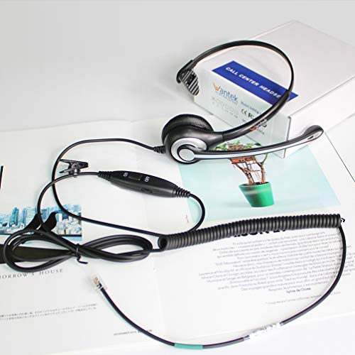 Wantek Corded Telephone Headset Mono w/Noise Canceling Mic for ShoreTel Plantronics Polycom Zultys Toshiba NEC Aspire Dterm Nortel Norstar Meridian Siemens ROLM Packet8 Landline Deskphones(F600S2)