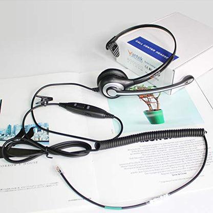 Wantek Corded Telephone Headset Mono w/Noise Canceling Mic for ShoreTel Plantronics Polycom Zultys Toshiba NEC Aspire Dterm Nortel Norstar Meridian Siemens ROLM Packet8 Landline Deskphones(F600S2)