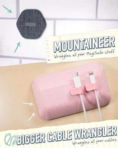 Smartish Bigger Cable Wrangler + MagSafe Mountaineer Wall Mount Bundle - Stick on Adhesive Phone Holder with Extra Strength Magnet for Apple MagSafe Accessories - I'm Blushing