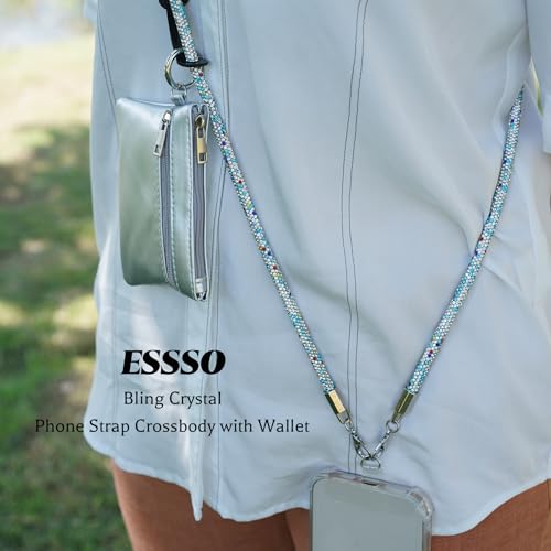 Clip and Go Strap for Phone with Wallet Crossbody, Bling Crystal Phone Strap Crossbody for Hands-Free Style - color: Multicolor