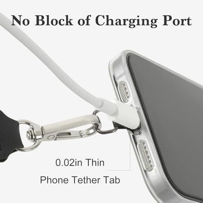 Phone Lanyard Crossbody & Neck, Adjustable Cell Phone Wrist Strap - color: Black