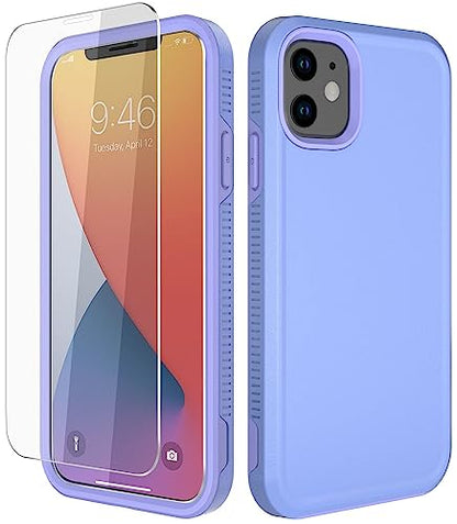 Diverbox for iPhone 11 Case [Shockproof] [Dropproof] [Tempered Glass Screen Protector],Heavy Duty Protection Phone Case Cover for Apple iPhone 11 (Purple-2in1) - color: Purple-2in1