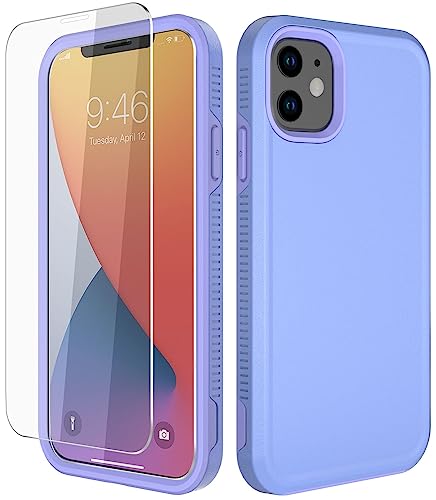 Diverbox for iPhone 11 Case [Shockproof] [Dropproof] [Tempered Glass Screen Protector],Heavy Duty Protection Phone Case Cover for Apple iPhone 11 (Purple-2in1) - color: Purple-2in1