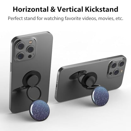 Phone Grip Holder, Phone Ring Holder Finger Kickstand, Adjustable Metal Cell Phone Rings Gripper Stand Work with Magnetic Car Mount for iPhone Samsung &Other Phones - Sky Blue - color: Sky Sparkle Blue