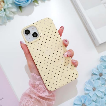 Polka dots case for iPhone 13/14 Yellow | Polka dots，Full Protection Soft TPU，will not peel, fade or rub off ，Kawaii Cute Phone Case for Women Girls - color: Imd Polka Dots Yellow