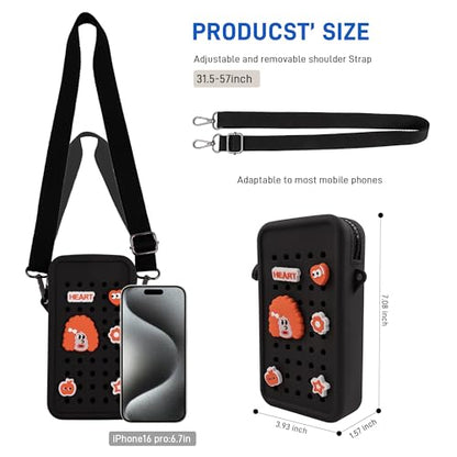 CANDY Small Crossbody Bag with Wide Shoulder Strap and Larger Holes for Charms – Adjustable, Stylish, and Comfortable Everyday Bag (Black) - color: Black Updated