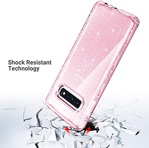 ULAK Compatible with Galaxy S10 Plus Case Bling Back Cover, Pink Glitter | Shiny Glitter Heavy Duty Shockproof Protection Sparkle Soft TPU Protective for Samsung Galaxy S10 Plus 6.4 inch - color: Pink Glitter