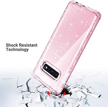 ULAK Compatible with Galaxy S10 Plus Case Bling Back Cover, Pink Glitter | Shiny Glitter Heavy Duty Shockproof Protection Sparkle Soft TPU Protective for Samsung Galaxy S10 Plus 6.4 inch - color: Pink Glitter