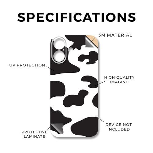 Phone Skin Compatible with Apple iPhone 17 - Cow Print - Premium 3M Vinyl Protective Wrap Decal Cover - Easy to Apply | Crafted in The USA by MightySkins - color: Cow Print, size: iPhone 17 (Back Wrap), style: Matte Finish