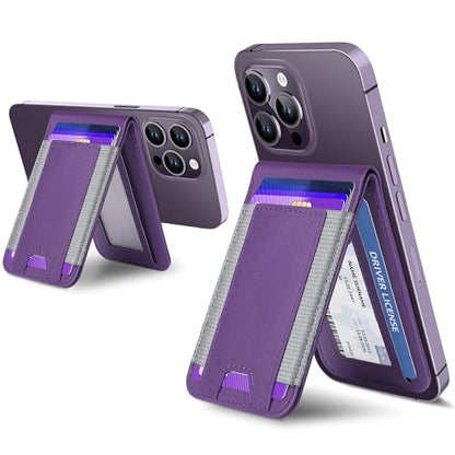 for MagSafe Wallet with Adjustable Stand, 9 Card Holder, Open ID Window - color: Purple