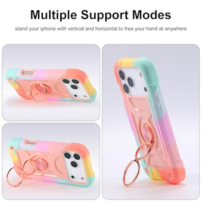 MARKILL Compatible with iPhone 17 Pro Max Case 6.9 Inch with Ring Stand, Heavy-Duty Military Grade Shockproof Phone Kids Cover for iPhone 17 Pro Max - color: Rainbow Pink, size: iPhone 17 Pro Max 6.9"