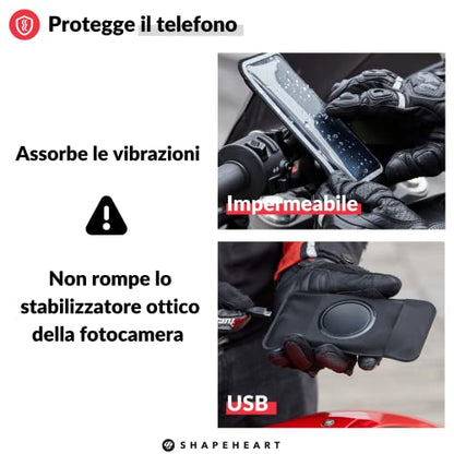 Shapeheart Motorbike Phone Holder & Detachable Magnetic Weatherproof Pouch - size: XL - Smartphone up to 16,5 cm (6.49")