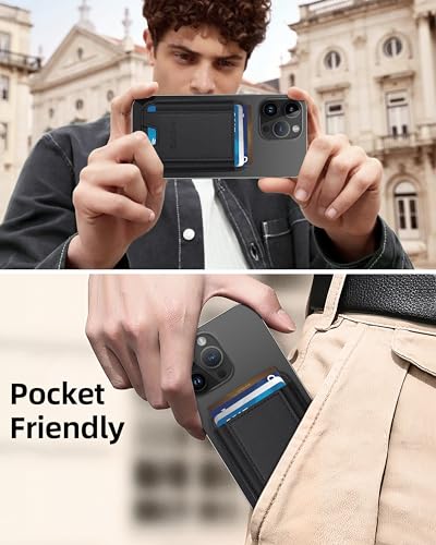 HiWe for MagSafe Wallet, 7 Cards Holder for Phone Case, RFID Blocking - color: Black Wallet - Black Band