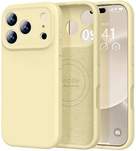 Vooii Magnetic for iPhone 17 Pro Case, Compatible with Magsafe (Premium Liquid Silicone) (Integrated Camera Control Button) Full Body Protective Anti-Scratch Microfiber Lining 6.3", Creamy Yellow - color: Creamy Yellow, size: iPhone 17 Pro