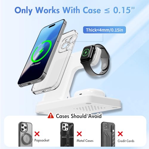 Wireless Charging Station for Apple Devices, 3 in 1 Foldable Charger Stand - color: White 1