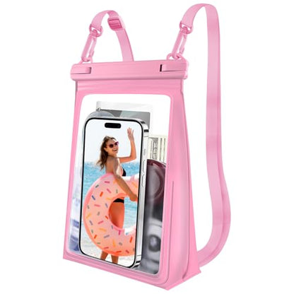 PEDVSTY Large Waterproof Phone Pouch with Sealing Strip, Floating Dry Bag | Adjustable Lanyard, Waterpark Kayak Pool Beach Essentials, Fit iPhone 17 16 Pro Max Galaxy S26 S25 Ultra All Phones, Hot Pink - color: Hot Pink, size: Large (Up to 8.5")