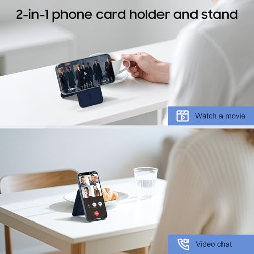 for Mag-Safe Wallet, Leather Phone Magnetic Wallet Stand Adjustable for iPhone 17/16/15/14/13/12 Series, ID Window, RFID Blocking (Blue) - color: blue