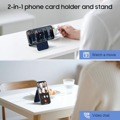 for Mag-Safe Wallet, Leather Phone Magnetic Wallet Stand Adjustable for iPhone 17/16/15/14/13/12 Series, ID Window, RFID Blocking (Blue) - color: blue
