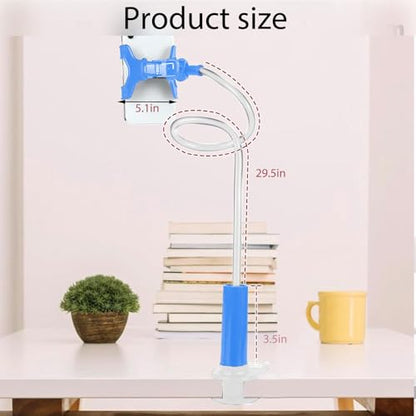Gooseneck Bed Phone Holder,Flexible Long Arm Phone Mount for Desk,Clip Bracket Clamp Stand(Blue)