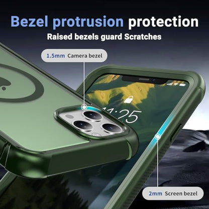 jaroco Magnetic for iPhone 11 Pro Max Case Heavy Duty Protection Army Green | Compatible with MagSafe,Military Grade Drop Protection,Translucent Matte,Non-Slip,Shockproof 2-Layer Durable Bumper Case - color: Army Green, size: iPhone 11 Pro Max