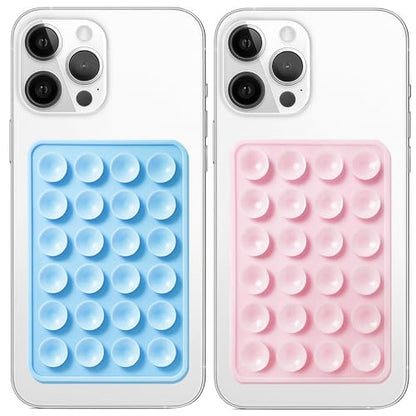 Anteel 2 Pack Silicone Suction Phone Case Mount, Non Slip Sticky Grip for Cellphone, Silicon Adhesive Suction Cup Mount, Strong Grip Holder for Selfies and Videos (Baby Blue&Light Pink) - color: Baby Blue&Light Pink