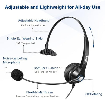 Callez USB Headset with Microphone Noise Cancelling & Audio Controls