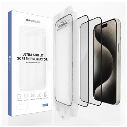 2-Pack iPhone 16 Pro Screen Protector [Auto-Align Kit][Bubble-Free][Dust-Resistant] Ultra HD Clear, 9H Tempered Glass, Case-Friendly Design (iPhone 16 Plus)