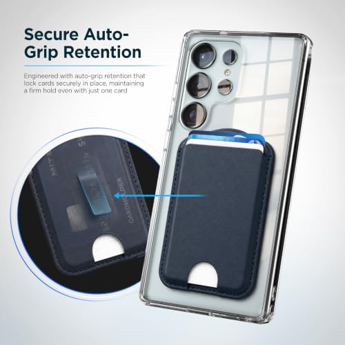 ENCASED Magnetic Wallet for Samsung Phones (Compatible with MagSafe) Premium PU Leather Slim Card Holder Designed for Galaxy S26, S26 Plus, S26 Ultra (Dark Blue) - color: Blue