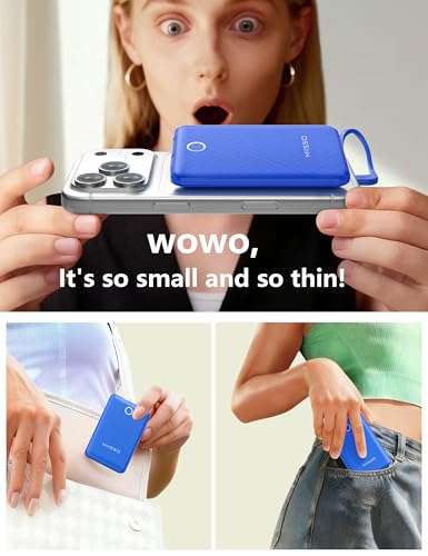 miisso 10000mAh Mini Portable Charger with Built in Cable, Deepblue - color: Deepblue