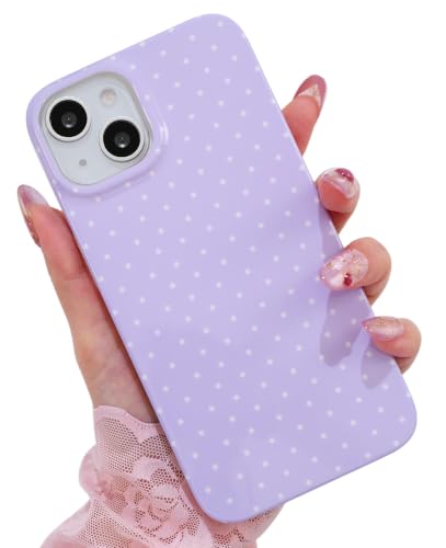 Polka dots case for iPhone 13/14 Purple | Polka dots，Full Protection Soft TPU，will not peel, fade or rub off ，Kawaii Cute Phone Case for Women Girls - color: Imd Polka Dots Purple