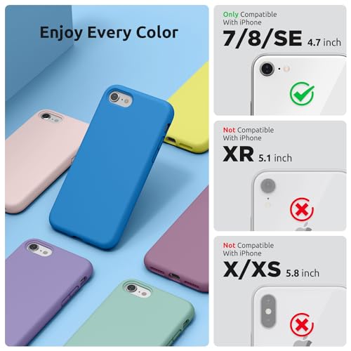 SURPHY Designed for iPhone SE Case, iPhone 8 Case, iPhone 7 Case, Liquid Silicone Phone Case for iPhone se 3rd 2nd SE 2022 SE 2020, Blue - color: Blue
