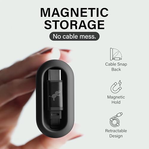 Nimble Champ Stretch Portable Charger with USB-C Cable, 10000mAh Power Bank - color: Black