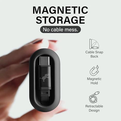 Nimble Champ Stretch Portable Charger with USB-C Cable, 10000mAh Power Bank - color: Black