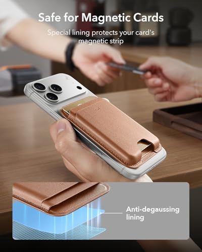 ESR for MagSafe Wallet, 5 Card Holder for Phone Case, RFID Blocking | MagSafe Sticker Included, Slim Magnetic Wallet for iPhone 17 Pro Max 17e 16 15 14 13 12 Series, Selected Samsung Galaxy,Brown - color: Brown