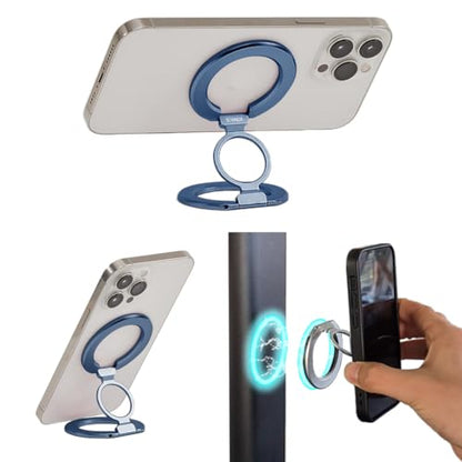 Phone Ring Holder for MagSafe Case, Strong Magnetic Cell Phone Grip, 360° Rotation Kickstand Compatible with iPhone and Android. - color: Navy Titanium