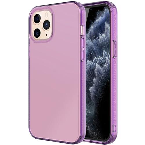 Phone Case for iPhone 12 Pro Clear, [Crystal Clear][Non-Yellowing] Slim Shockproof Reinforced Drop Protective Flexible TPU Back Cover Phone Case for iPhone 12 Pro Protective Case(Purple) - color: Purple
