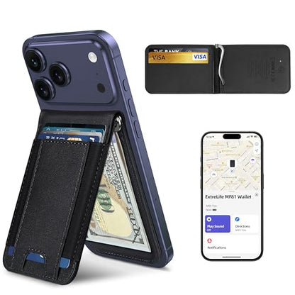 for Magsafe Wallet with Money Clip, Works with Apple Find My, 8 Card Holder - color: Classic Black