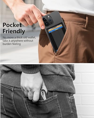 for MagSafe Wallet with Money Clip, ID Window & 8 Card Holder | Stronger Magnetic Wallet for iPhone 17/16/15/14/13/12 Series, RFID Blocking, for iPhone Wallet with Adjustable Stand - color: Carbon Fiber Black
