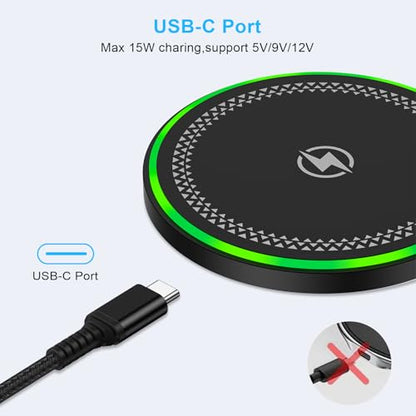 Samsung S25 Wireless Charger Fast Charging Pad Wireless Phone Charger for Android Samsung Galaxy S25 Ultra Edge S24 S23 S22, Cargador Inalámbrico para for iPhone 17 Pro Max Air 17 16 15